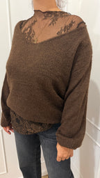 Maglia V più pizzo moro Susy Mix
