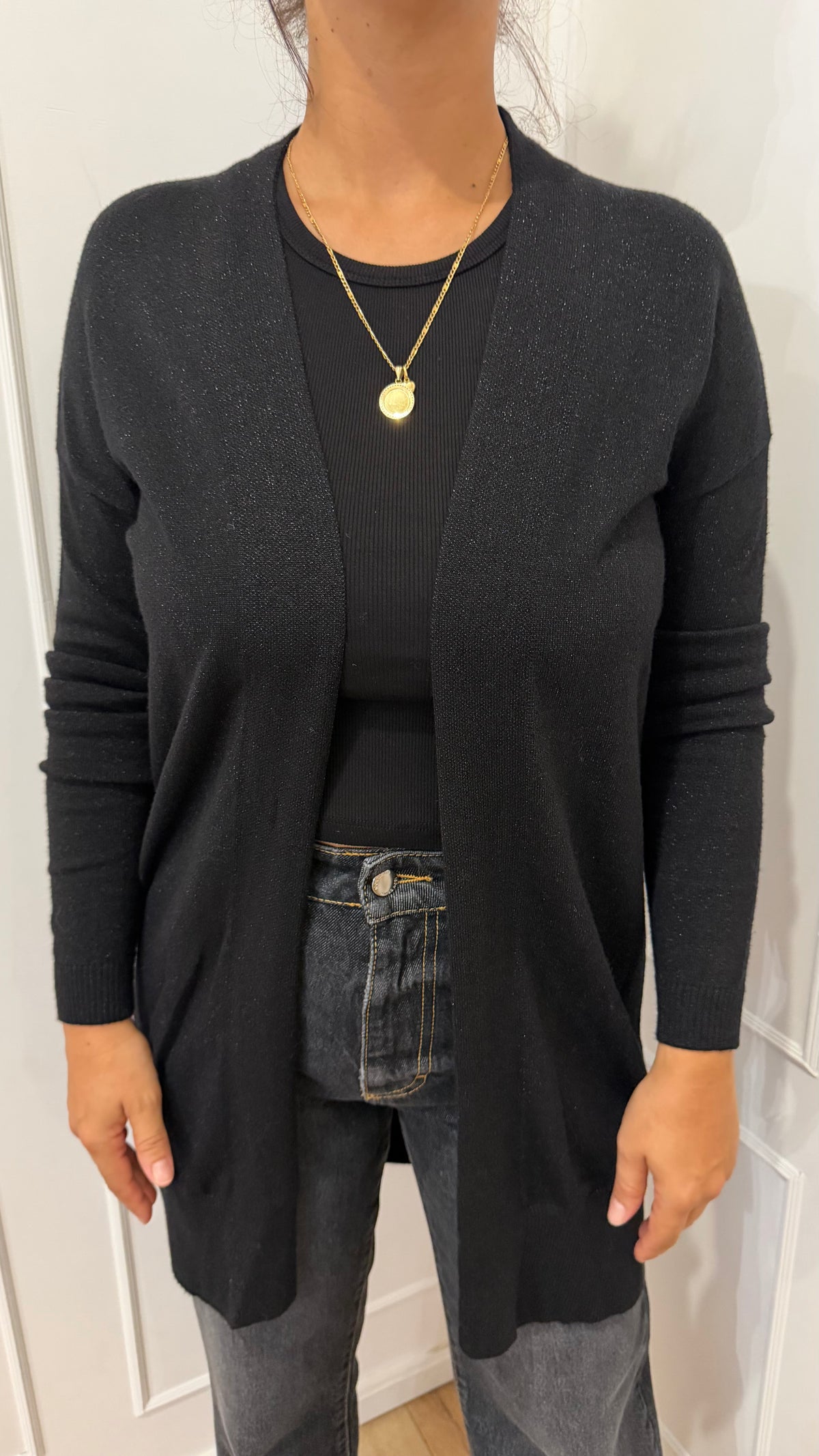 Cardigan lungo basico lurex nero Griffai