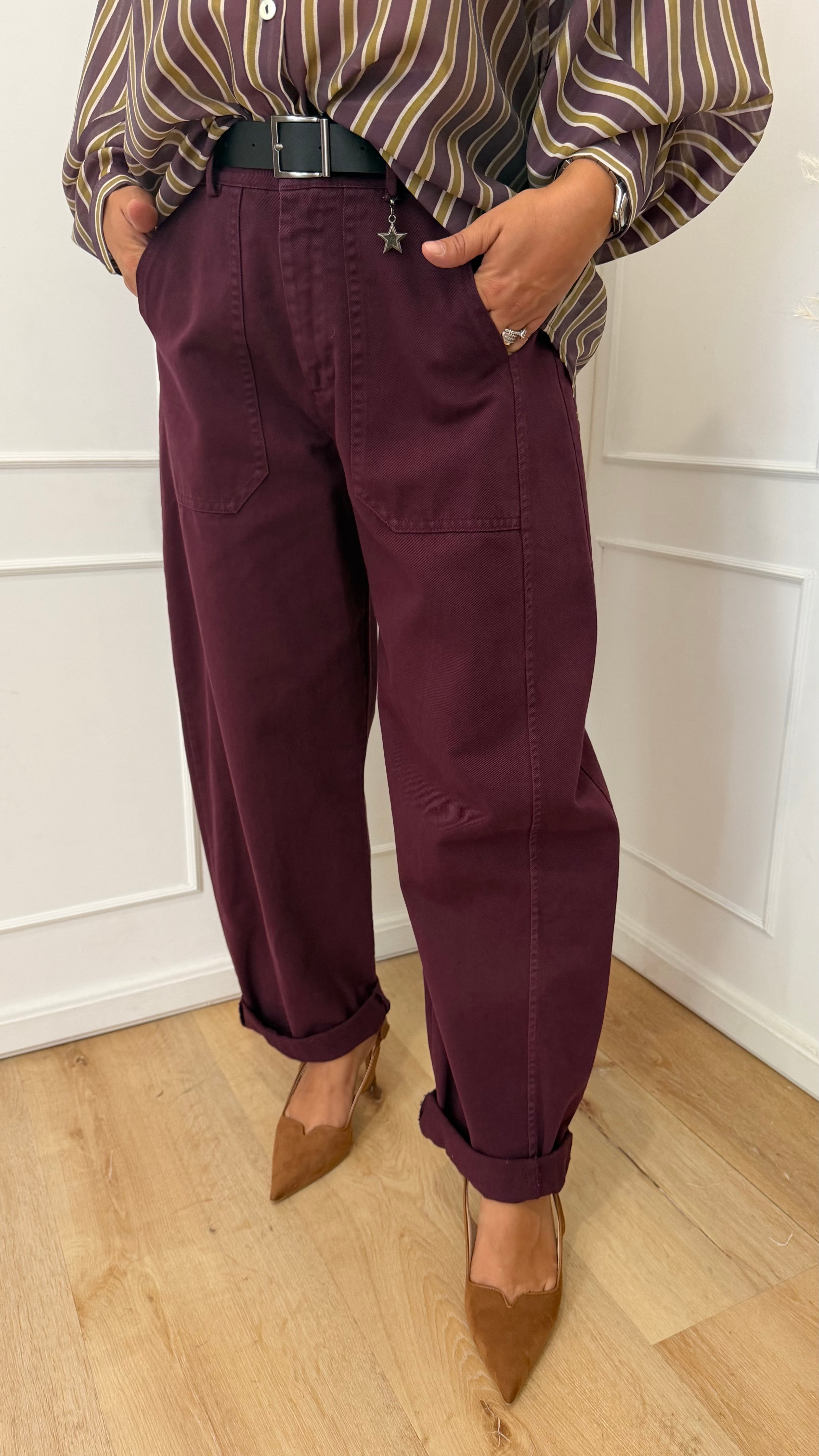 Pantalone ovetto stellina bordaux susymix