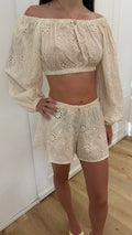 Crop top in pizzo San Gallo Cotazur
