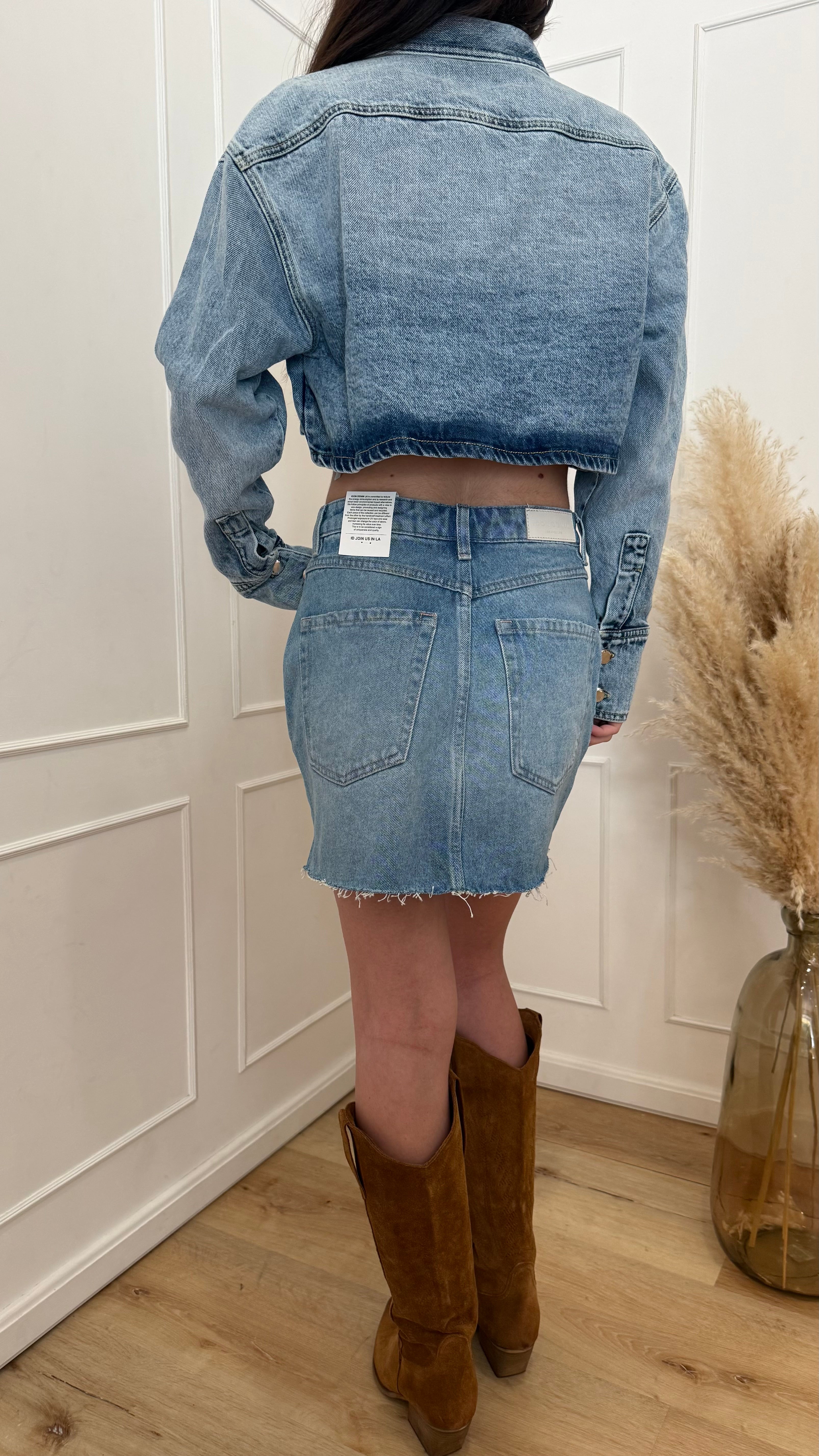 Camicia crop amber icon denim