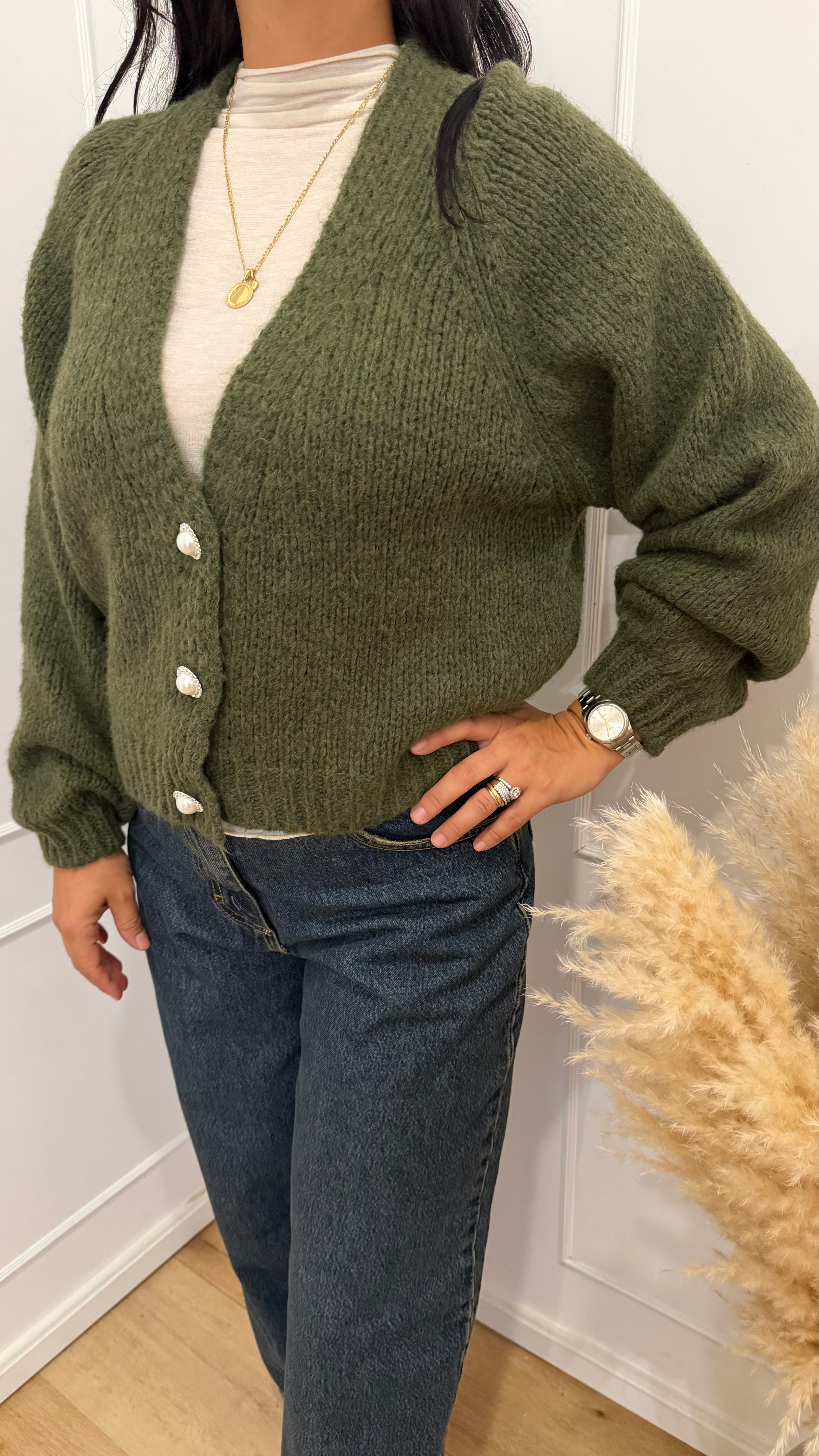 CARDIGAN BOTTONI GIOIELLO MILITARE HAVEONE
