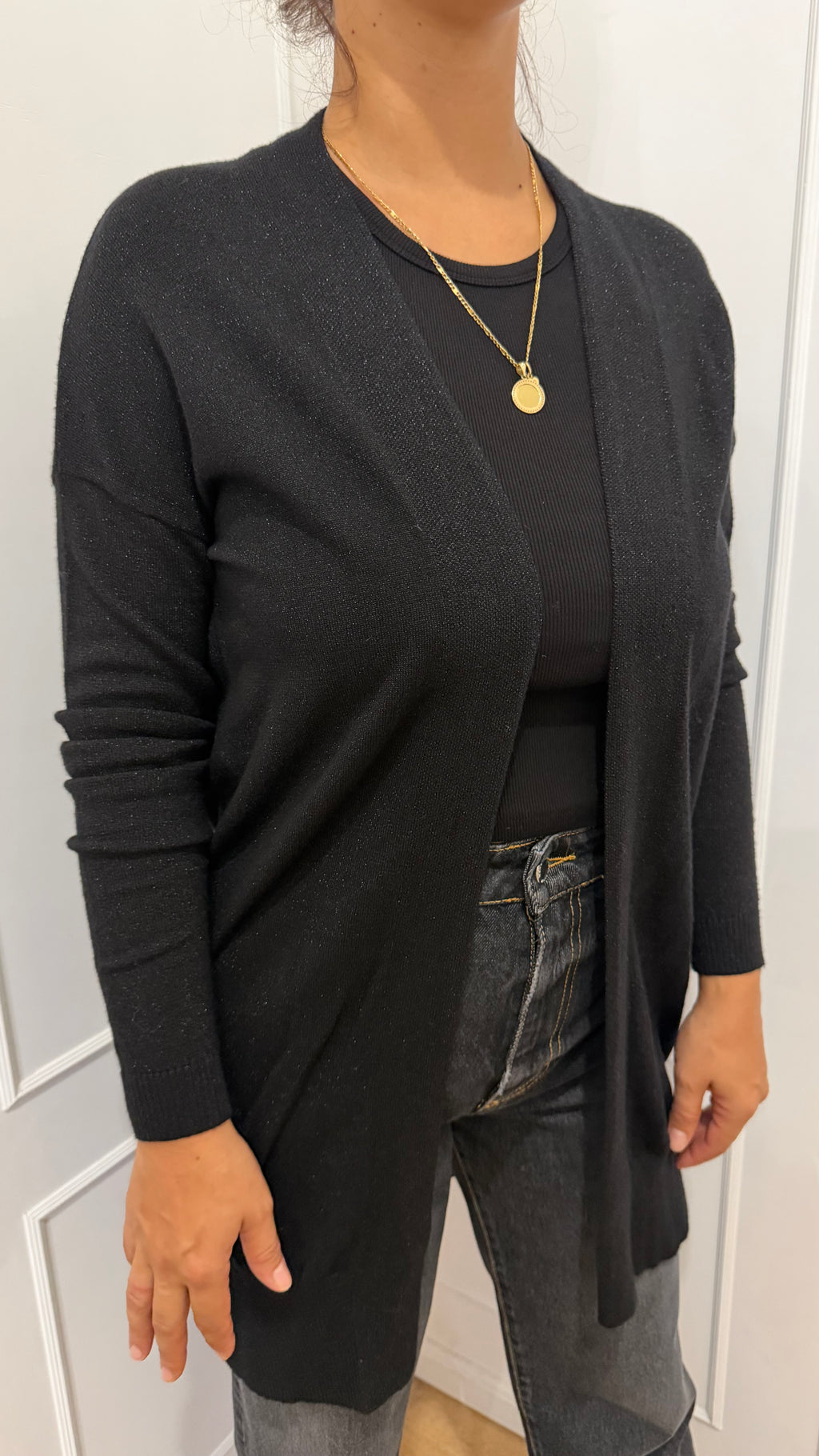 Cardigan lungo basico lurex nero Griffai