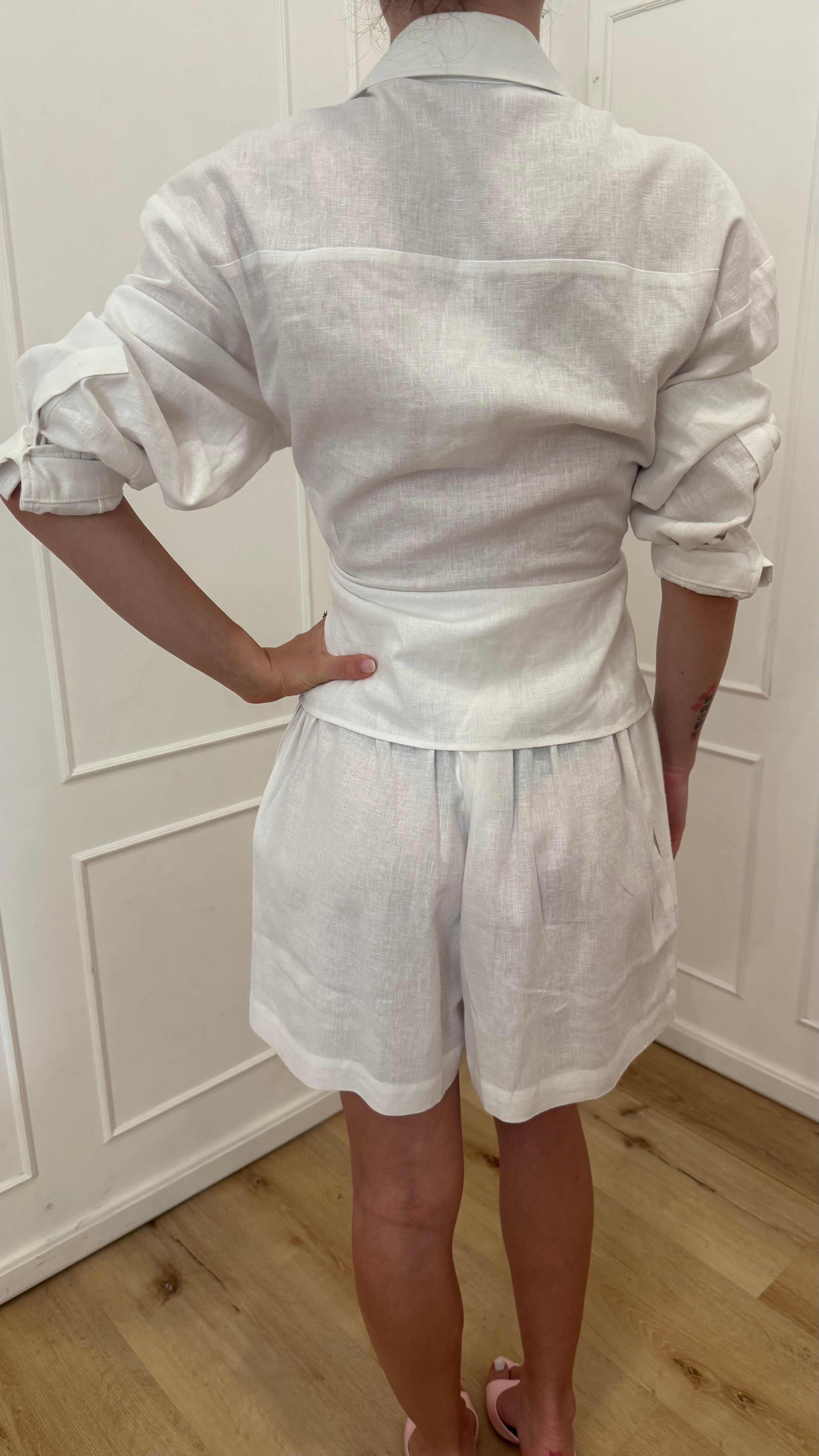 Camicia corta in lino con nodo bianca Hinnominate