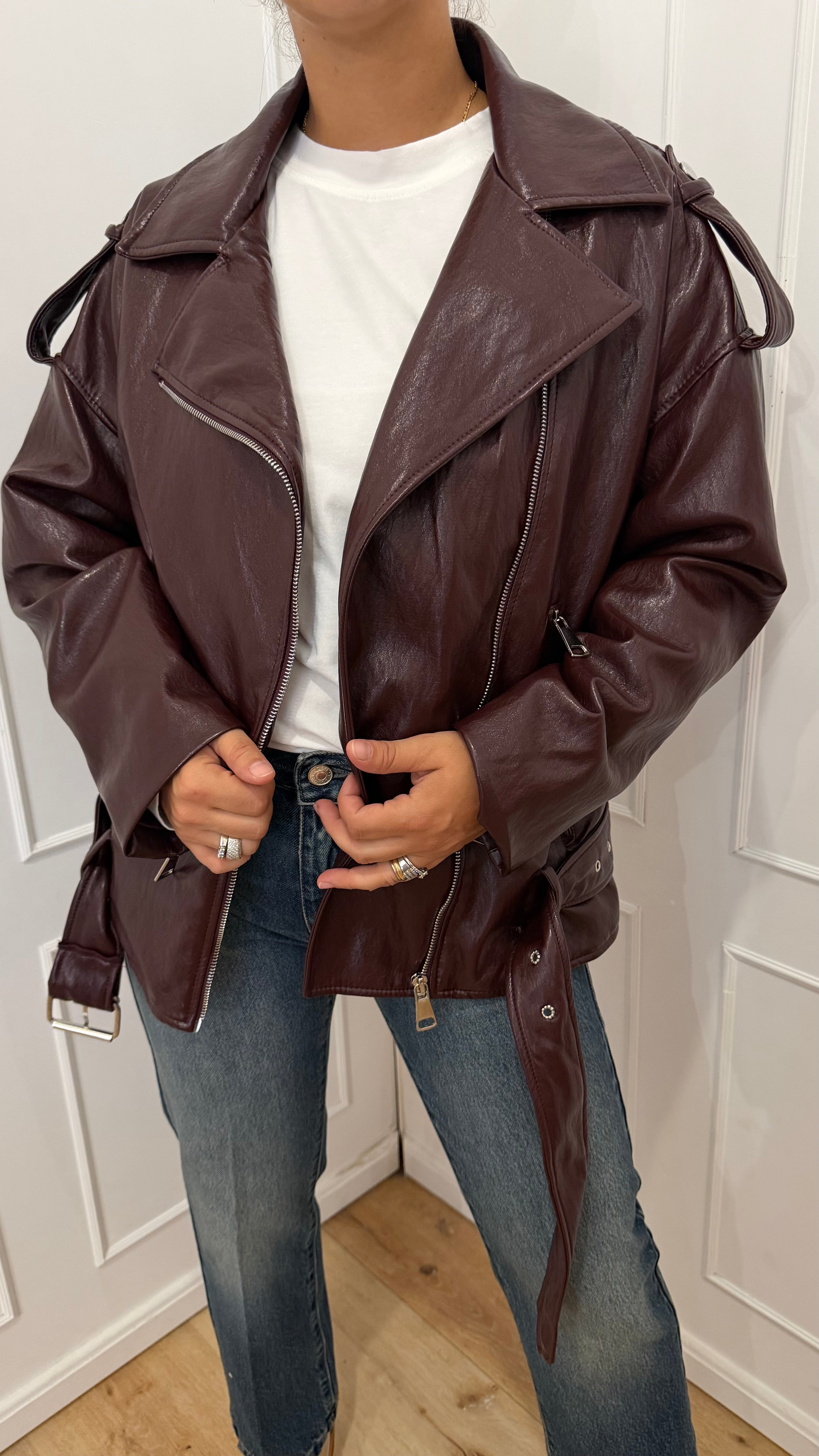 Chiodo con cintura bordeaux haveone
