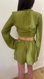 crop top treccia verde oliva cotazur