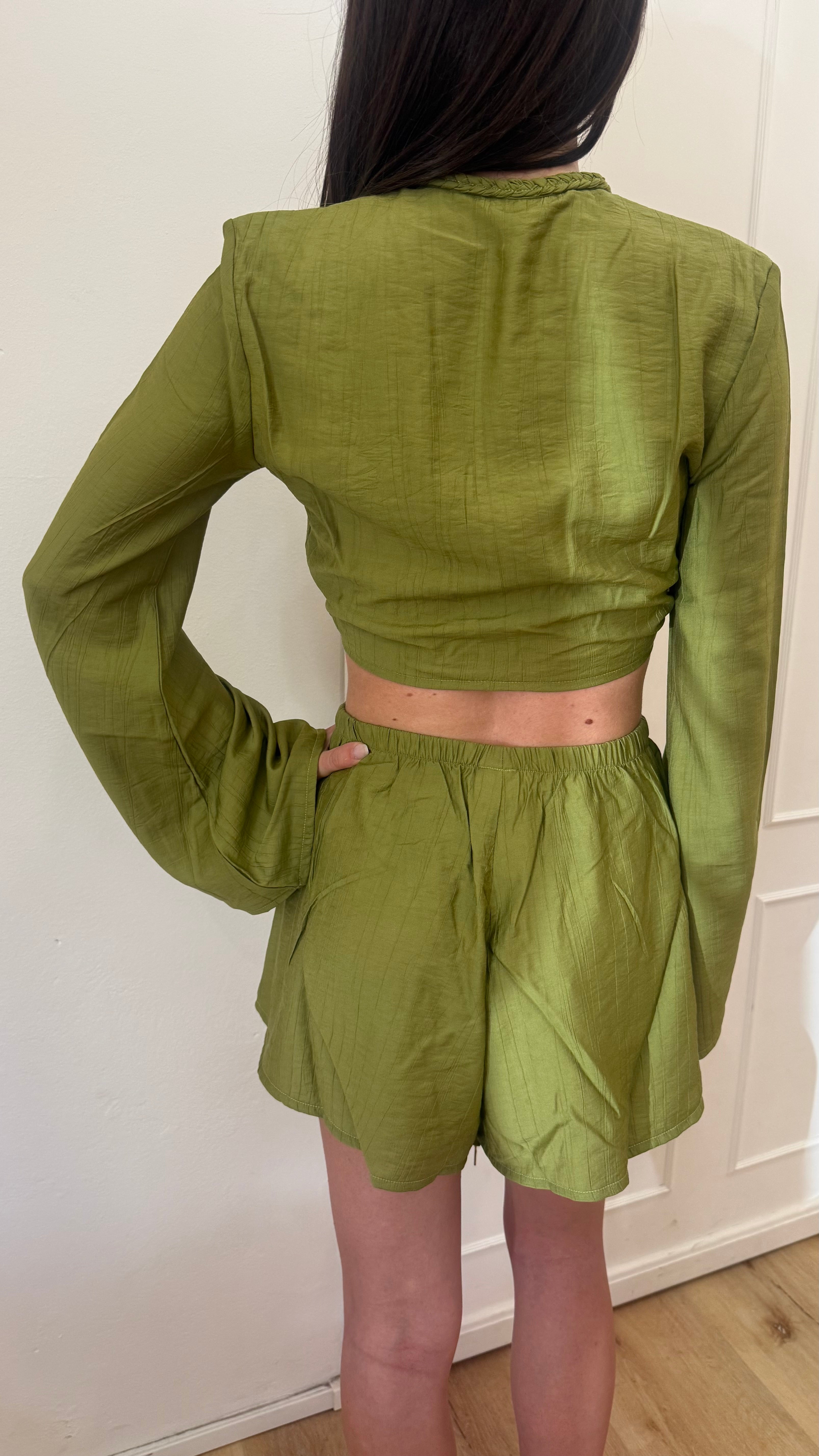 crop top treccia verde oliva cotazur