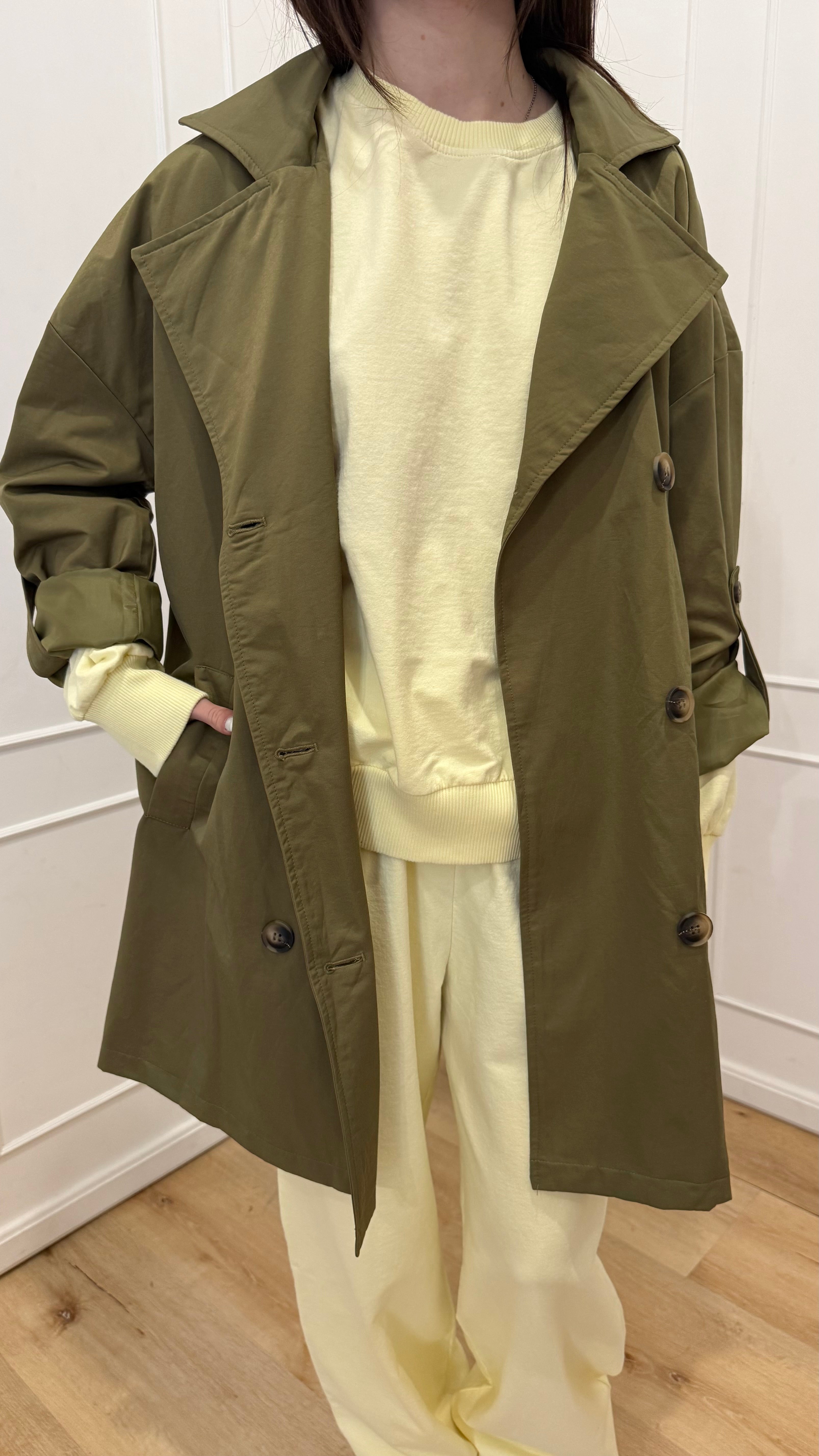 Trench verde militare doppiopetto Susy mix
