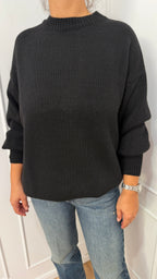MAGLIA OVER GIROCOLLO E POLSI A SBUFFO NERO HAVEONE