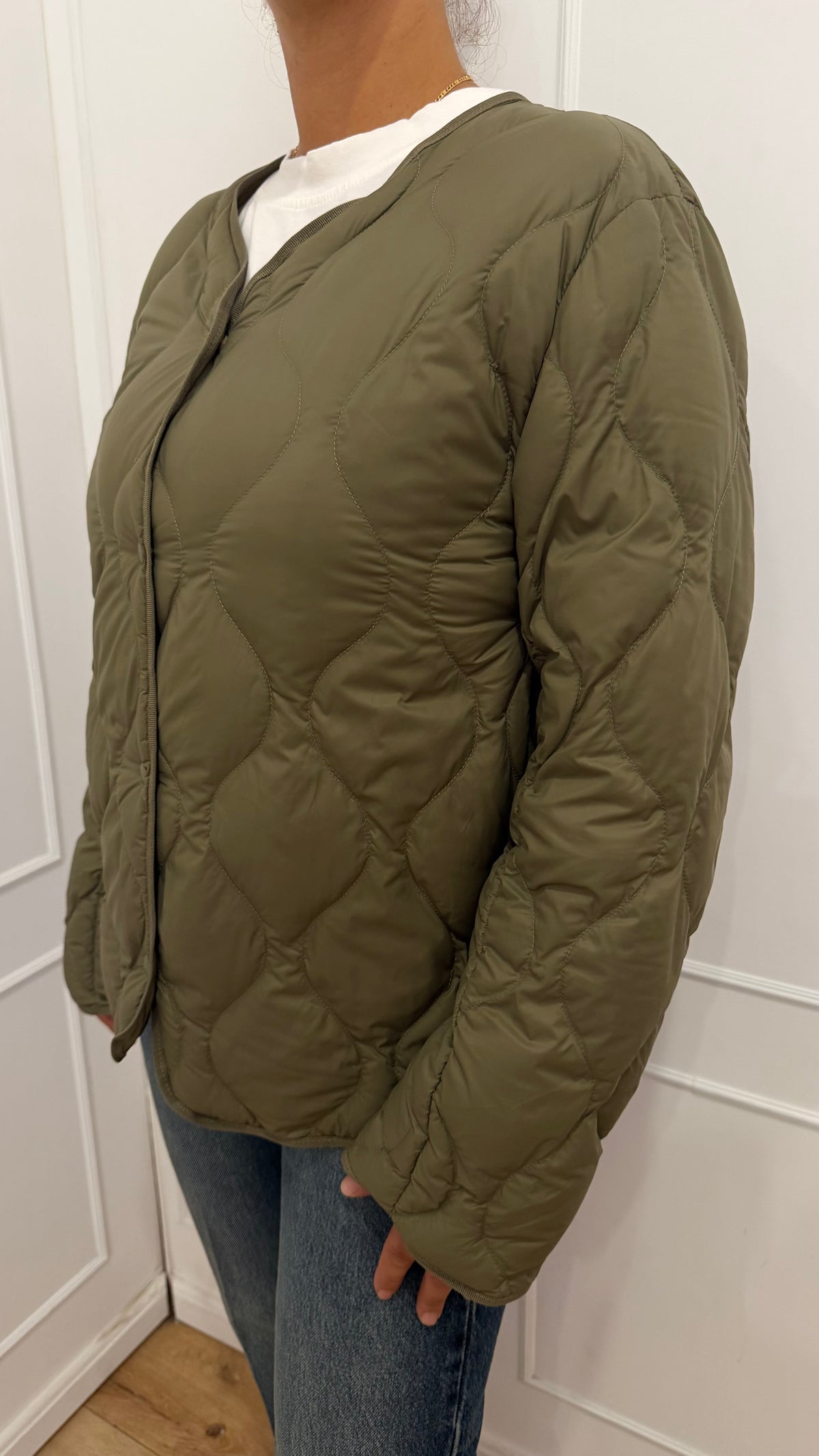 Piumino con impunture verde militare Haveone