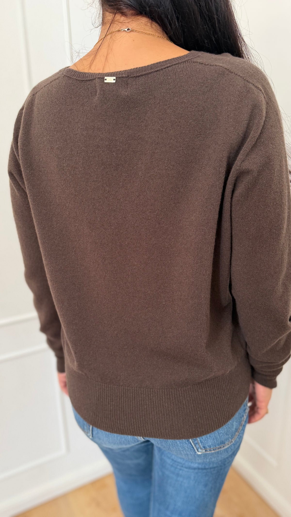 Maglia scollo a V senza cuciture moro griffai