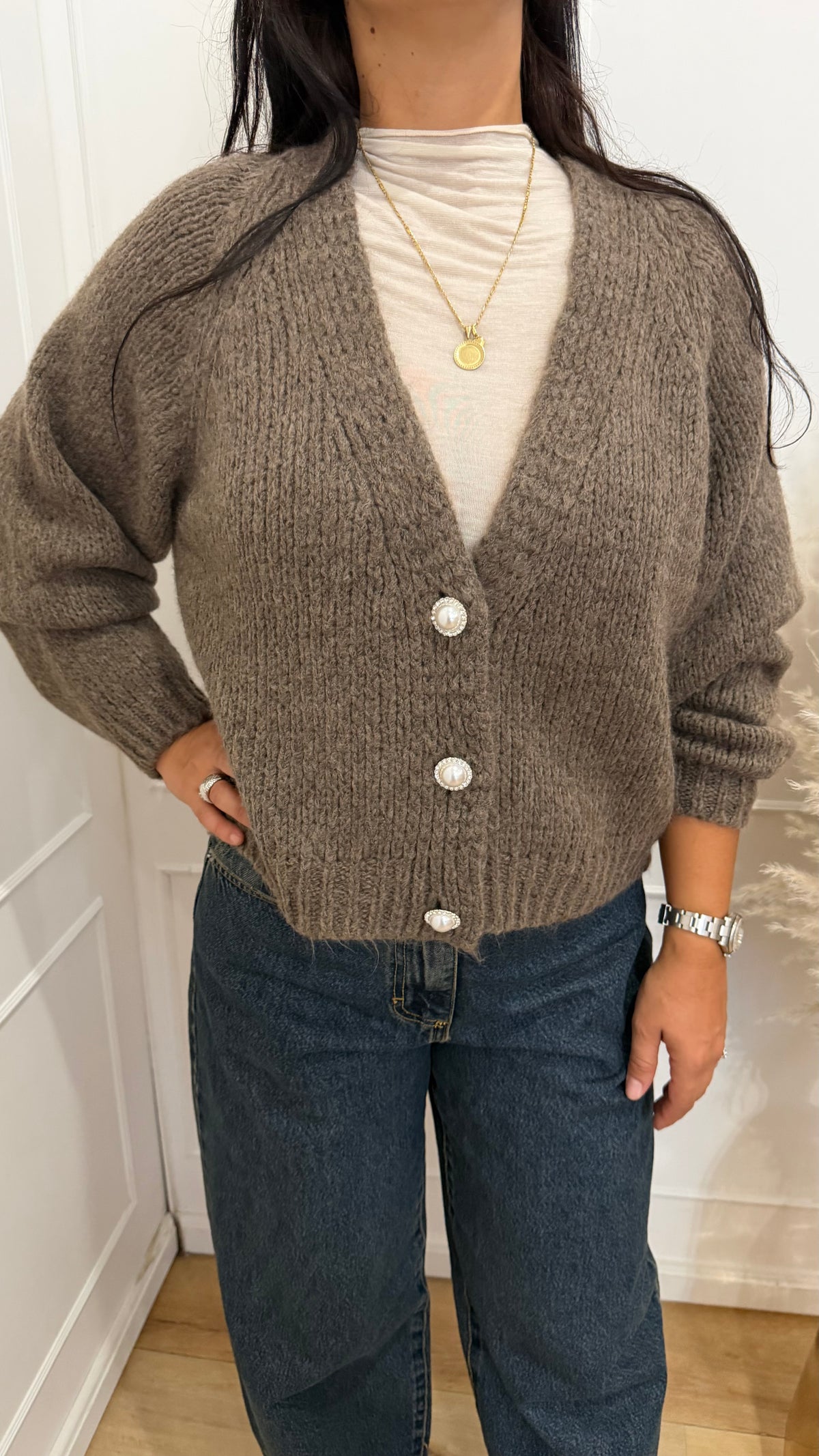 CARDIGAN BOTTONI GIOIELLO TORTORA HAVEONE