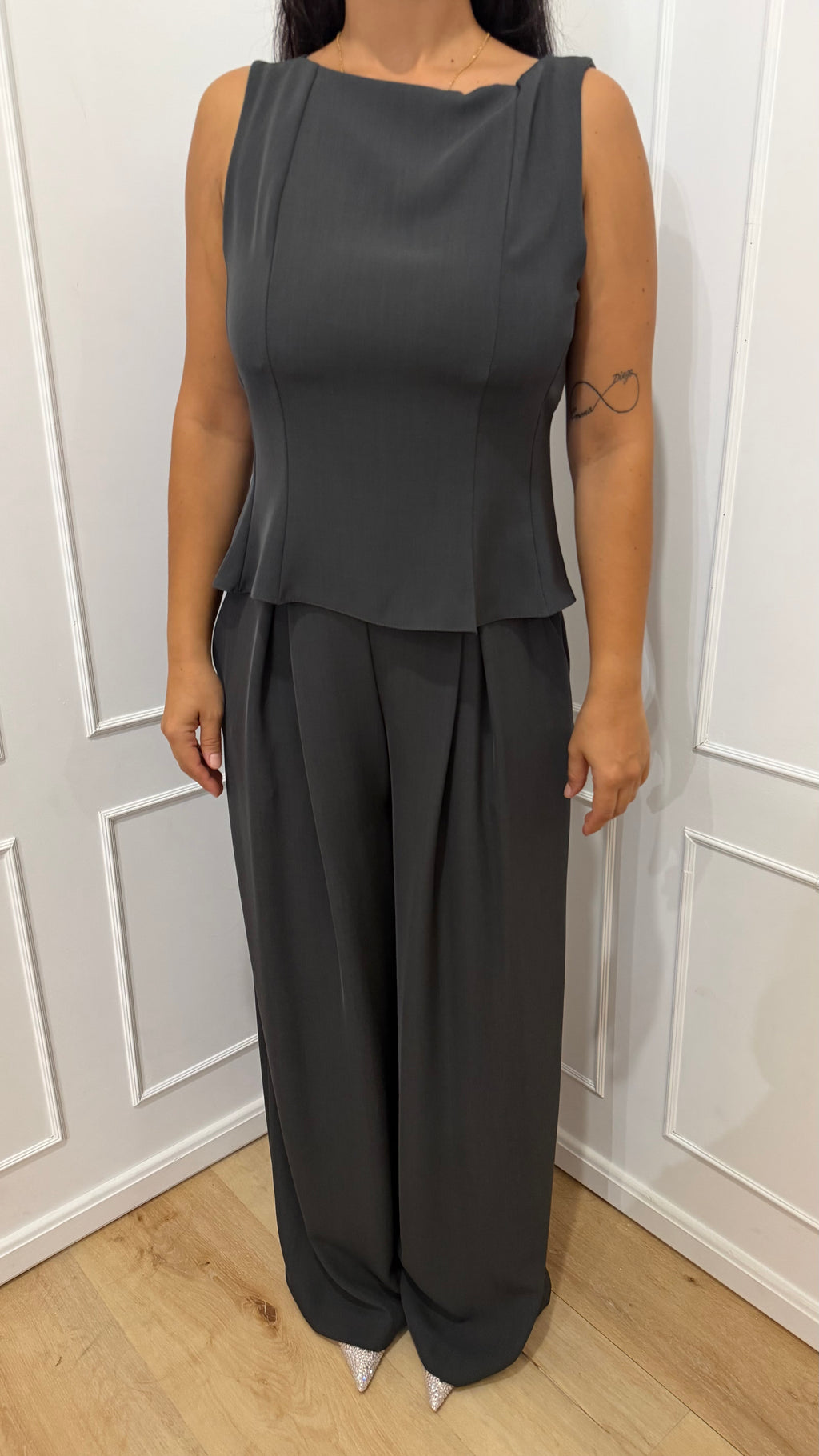 Completo grigio top e pantaloni Susy Mix