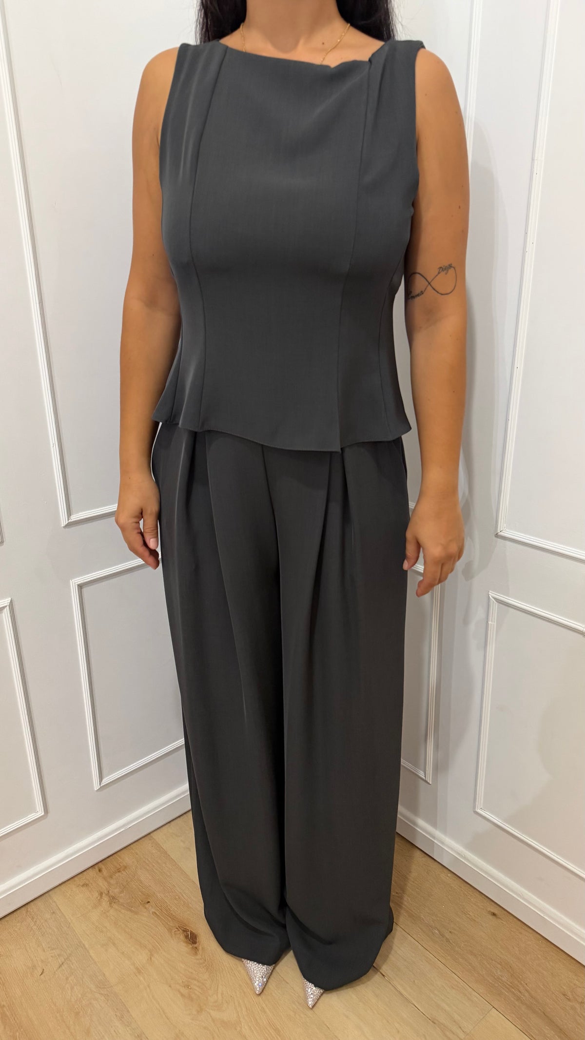 Completo grigio top e pantaloni Susy Mix