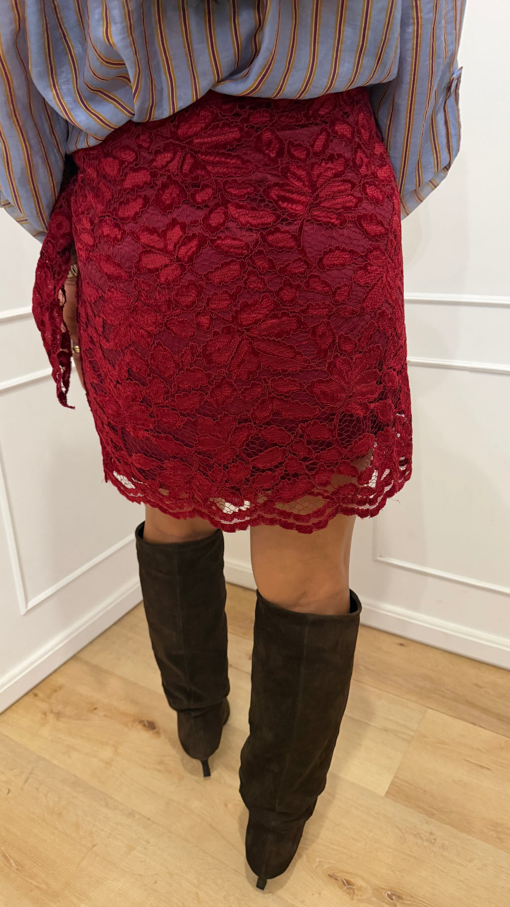 Gonna pareo in pizzo bordeaux Haveone