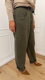 Pantalone ovetto tasconato verde militare susymix