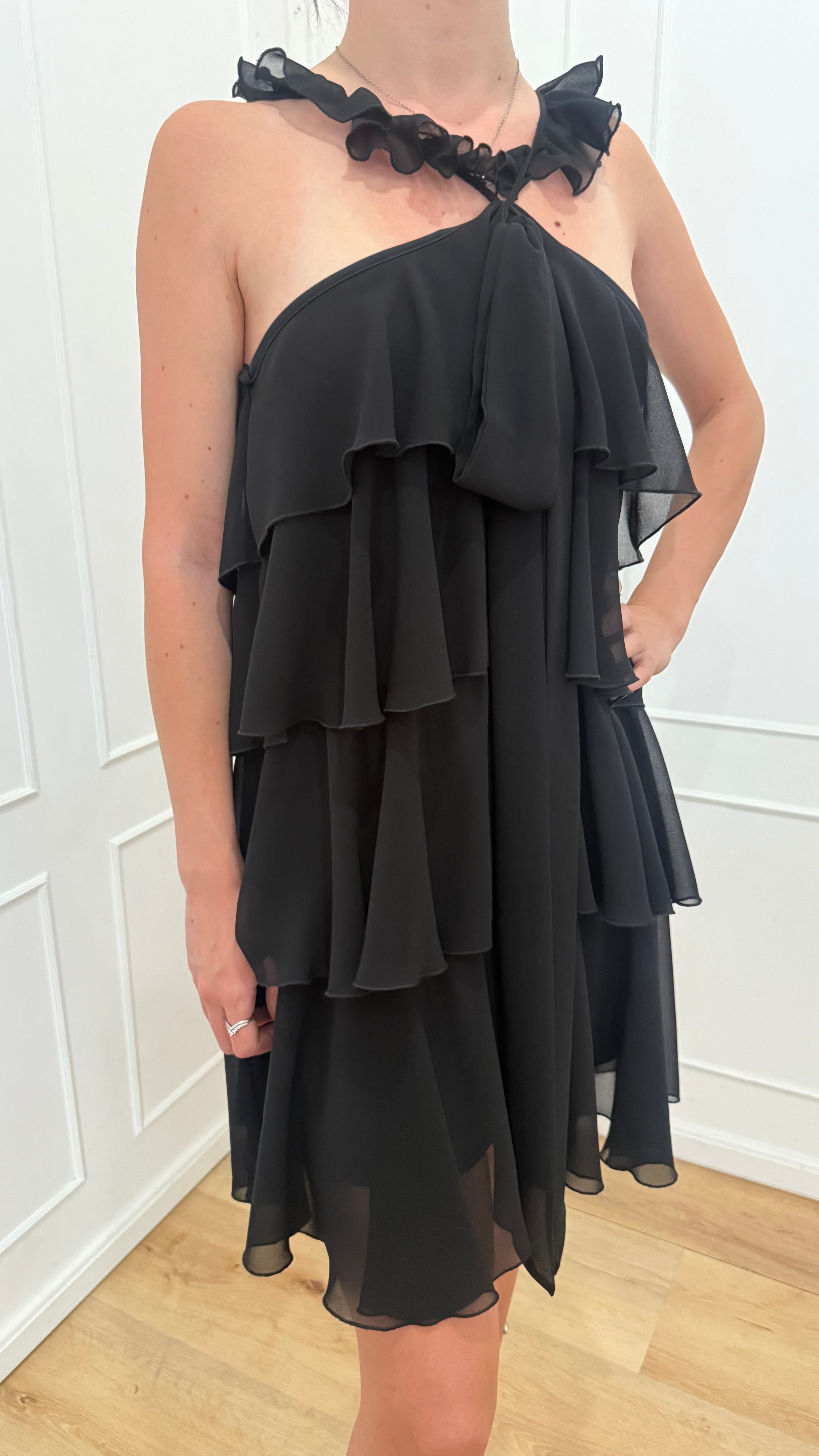 RIBBON DRESS TEODO NERO ANIYE BY