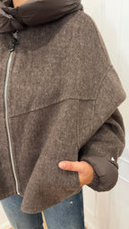 Cappotto bomber con cappuccio moro Haveone
