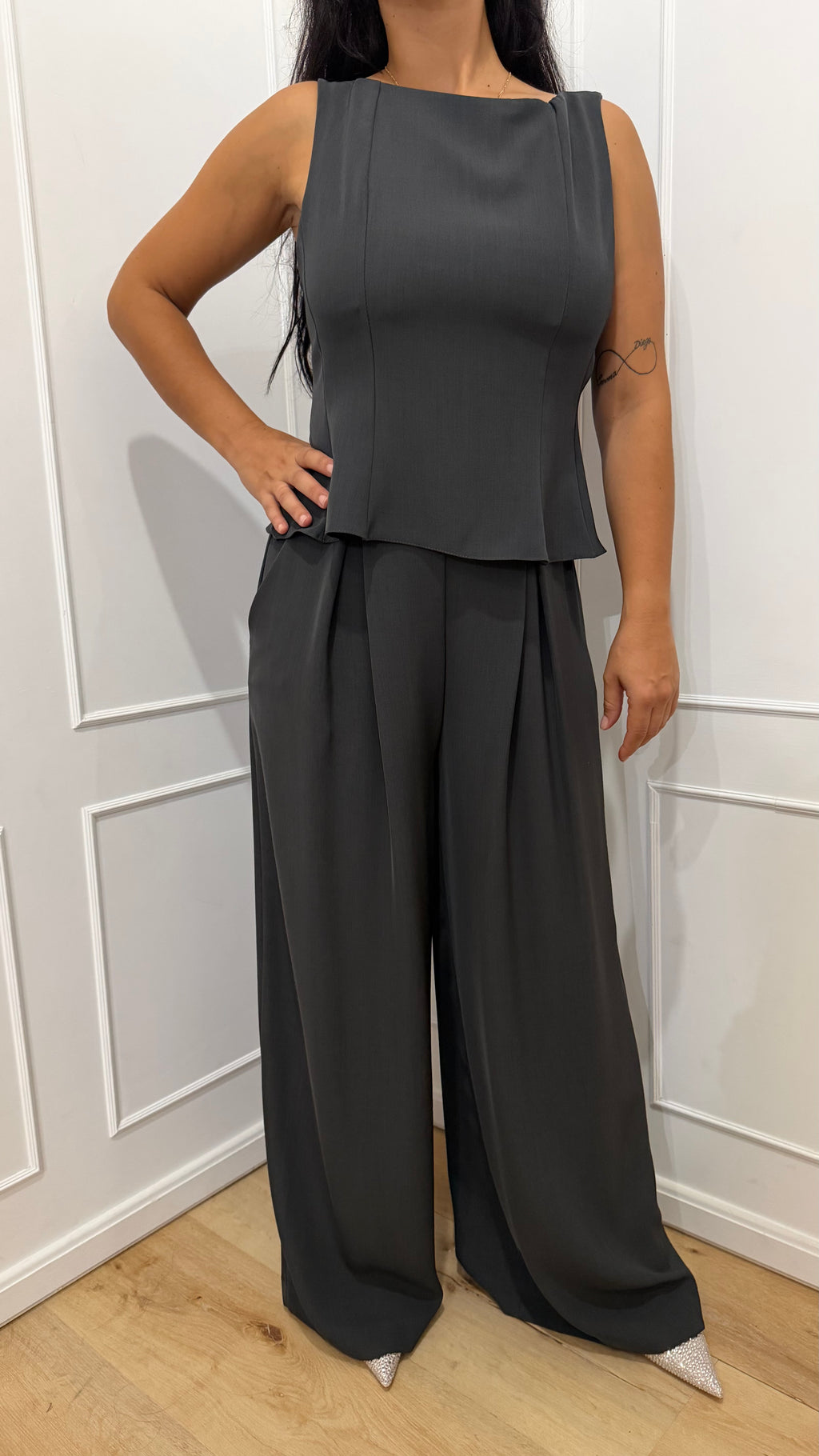 Completo grigio top e pantaloni Susy Mix