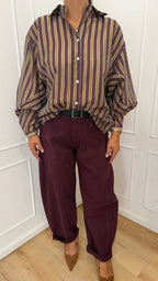 Camicia rigata melanzana susymix