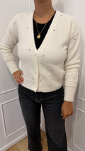Cardigan effetto pelo con strass fin Griffai