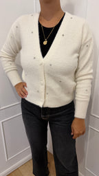 Cardigan effetto pelo con strass fin Griffai