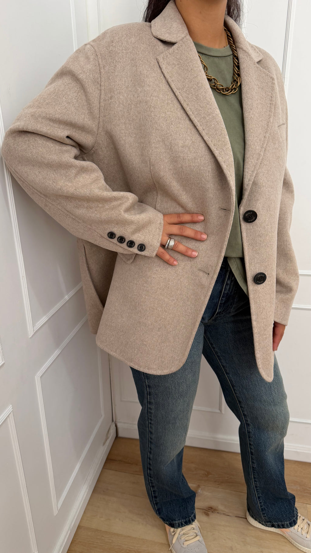 Cappotto corto in misto lana tortora Vicolo