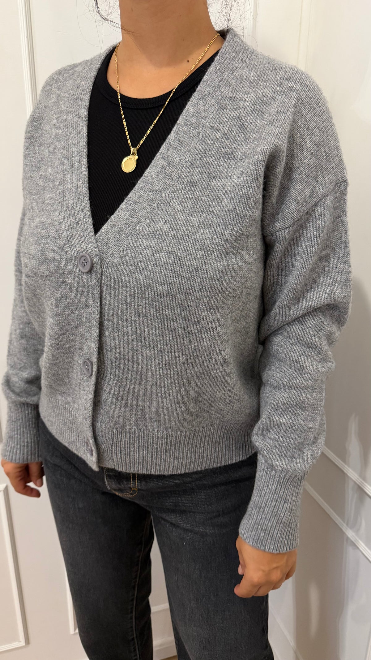 Cardigan grigio melange Cashmere Griffai