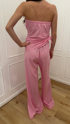 Completo top a fascia e pantalone pink kontatto
