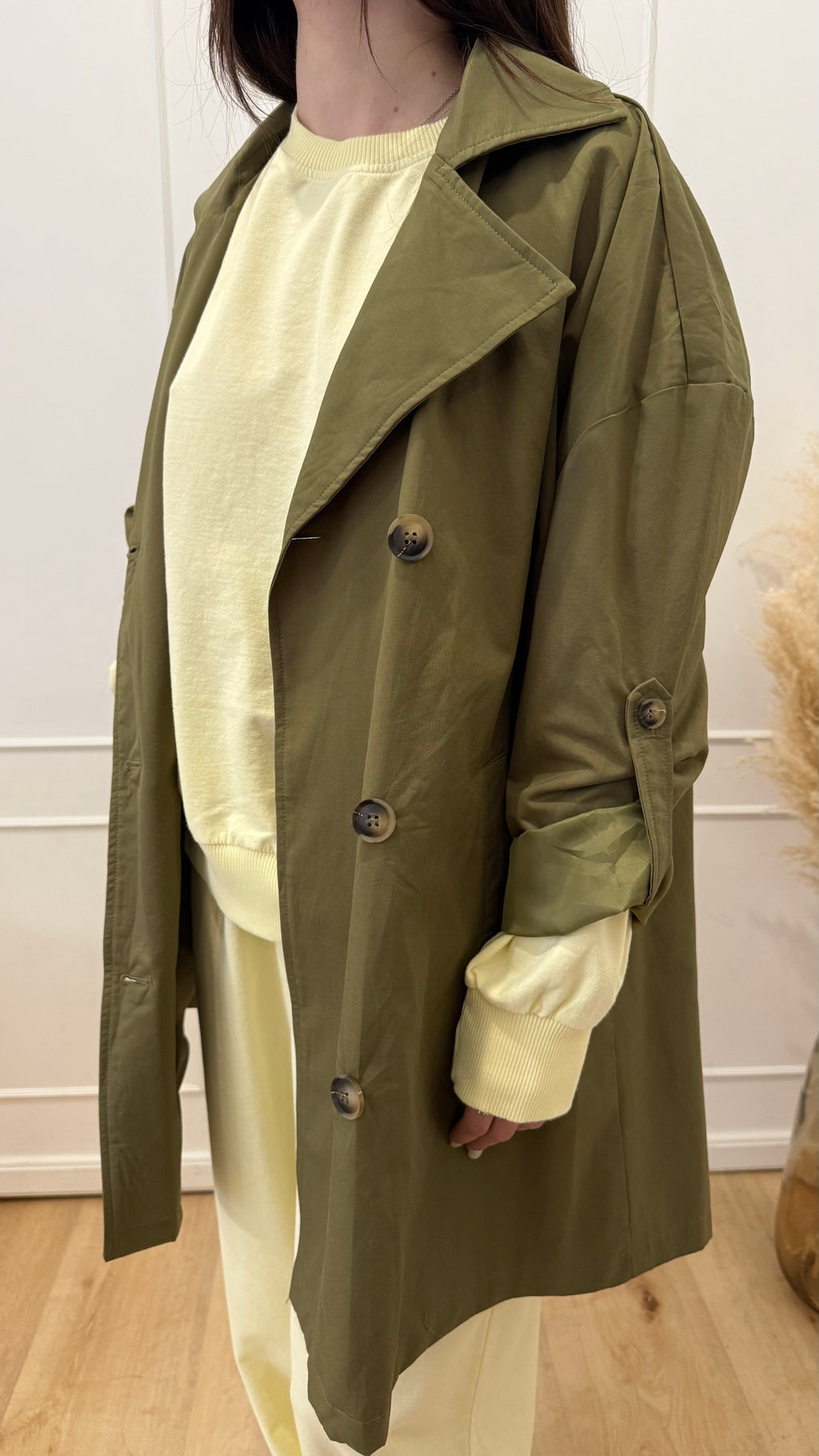 Trench verde militare doppiopetto Susy mix