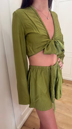 crop top treccia verde oliva cotazur