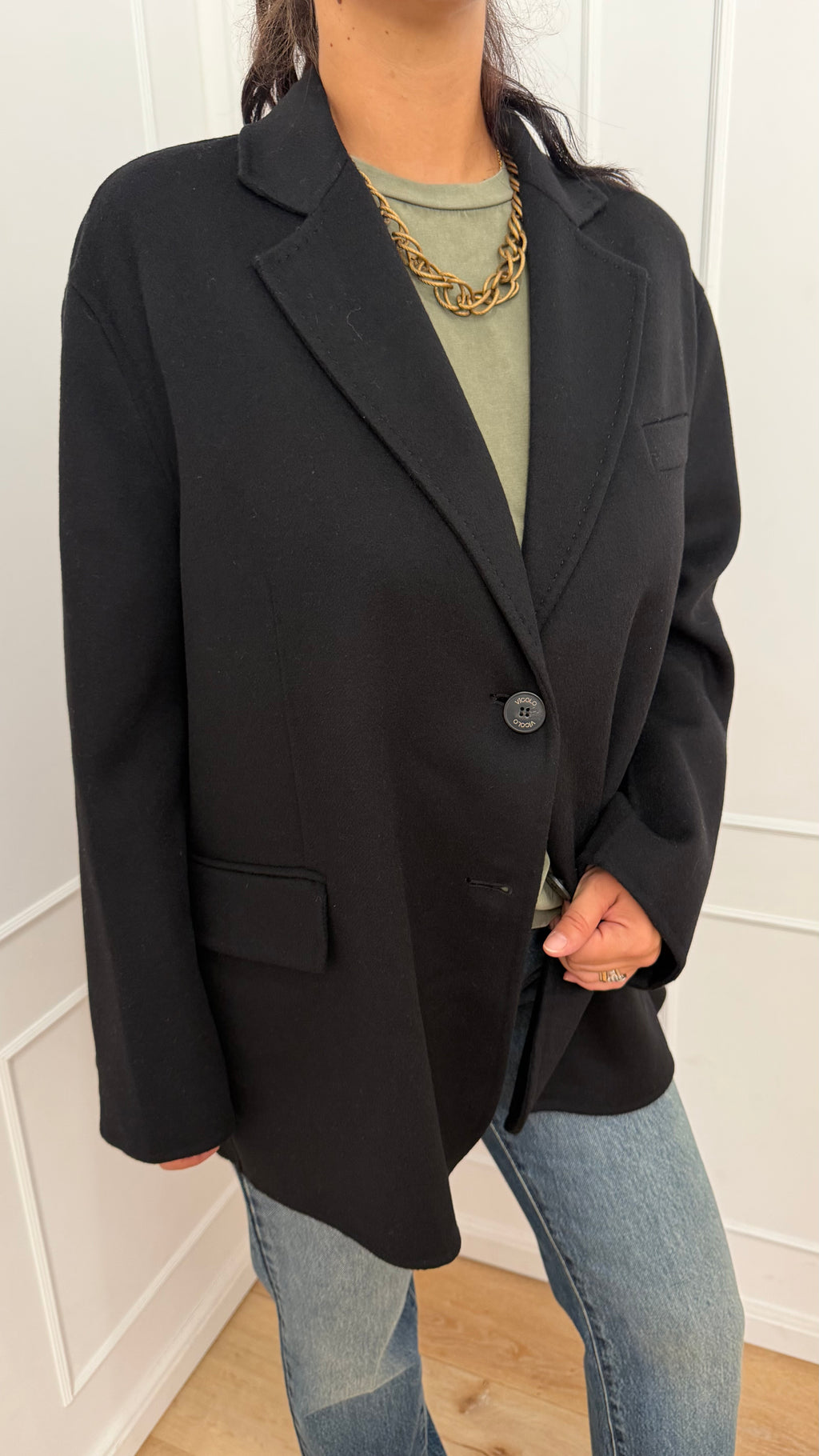 Cappotto corto in misto lana nero Vicolo