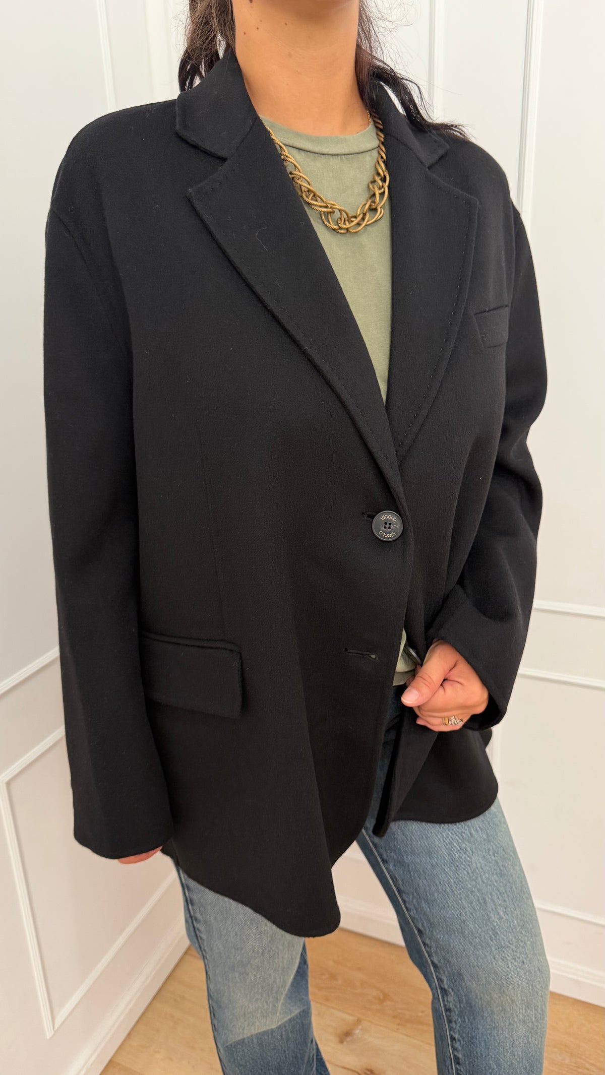 Cappotto corto in misto lana nero Vicolo
