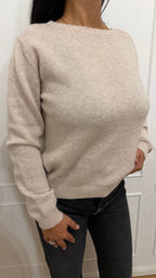 Maglia paricollo ampio cashmere beige griffai