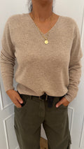 Maglia scollo a V senza cuciture beige griffai