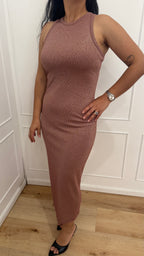 Abito lurex midi rosa gold vicolo