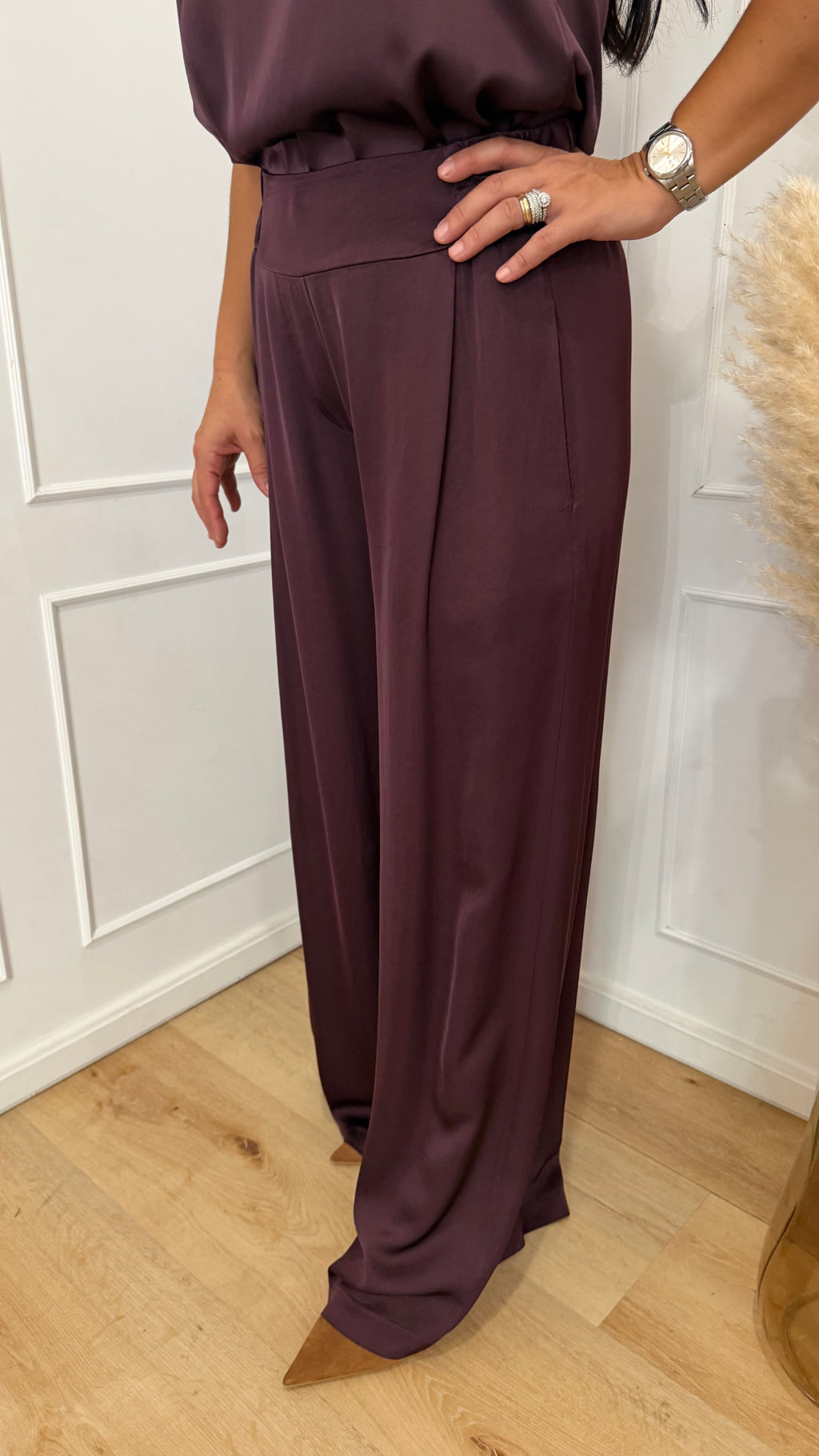 Pantalone effetto raso Bordaux susymix