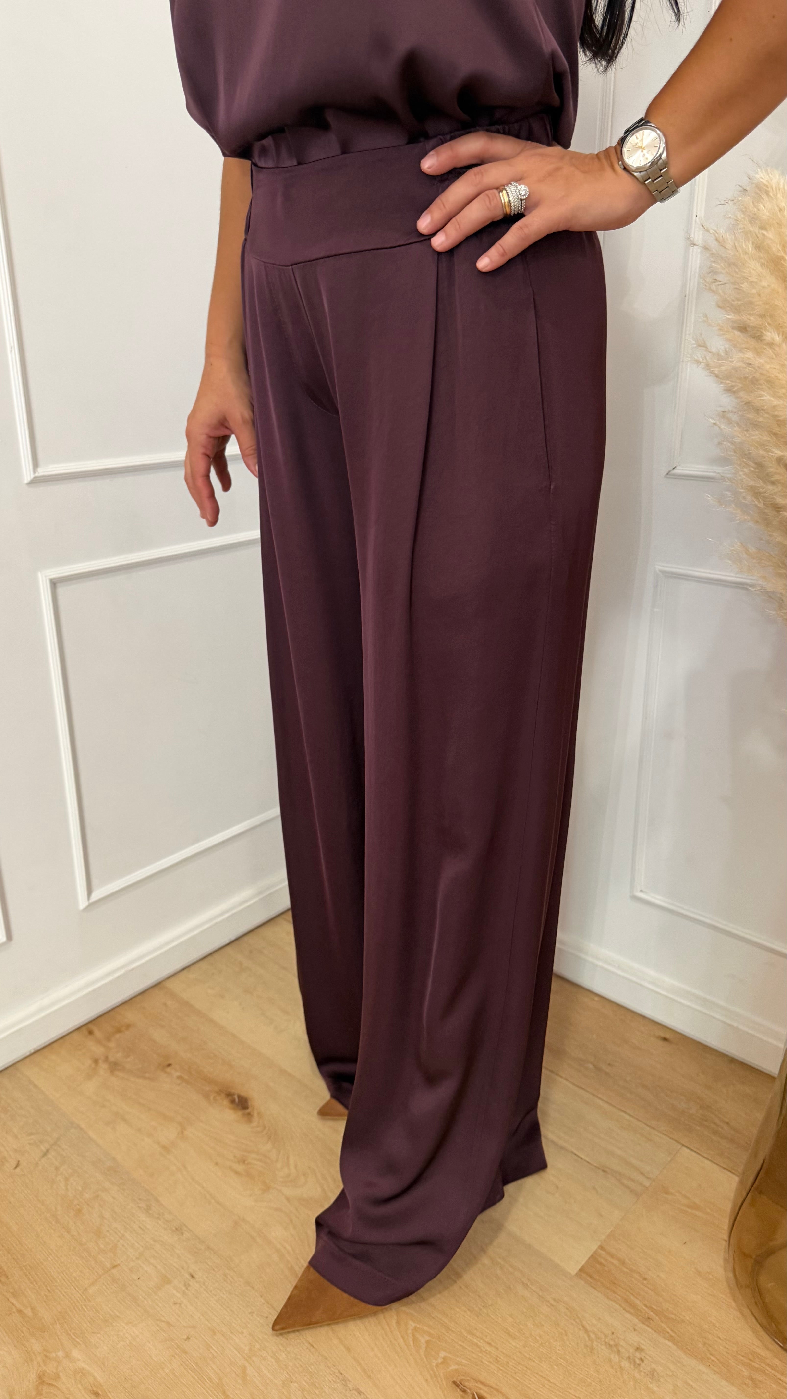 Pantalone effetto raso Bordaux susymix