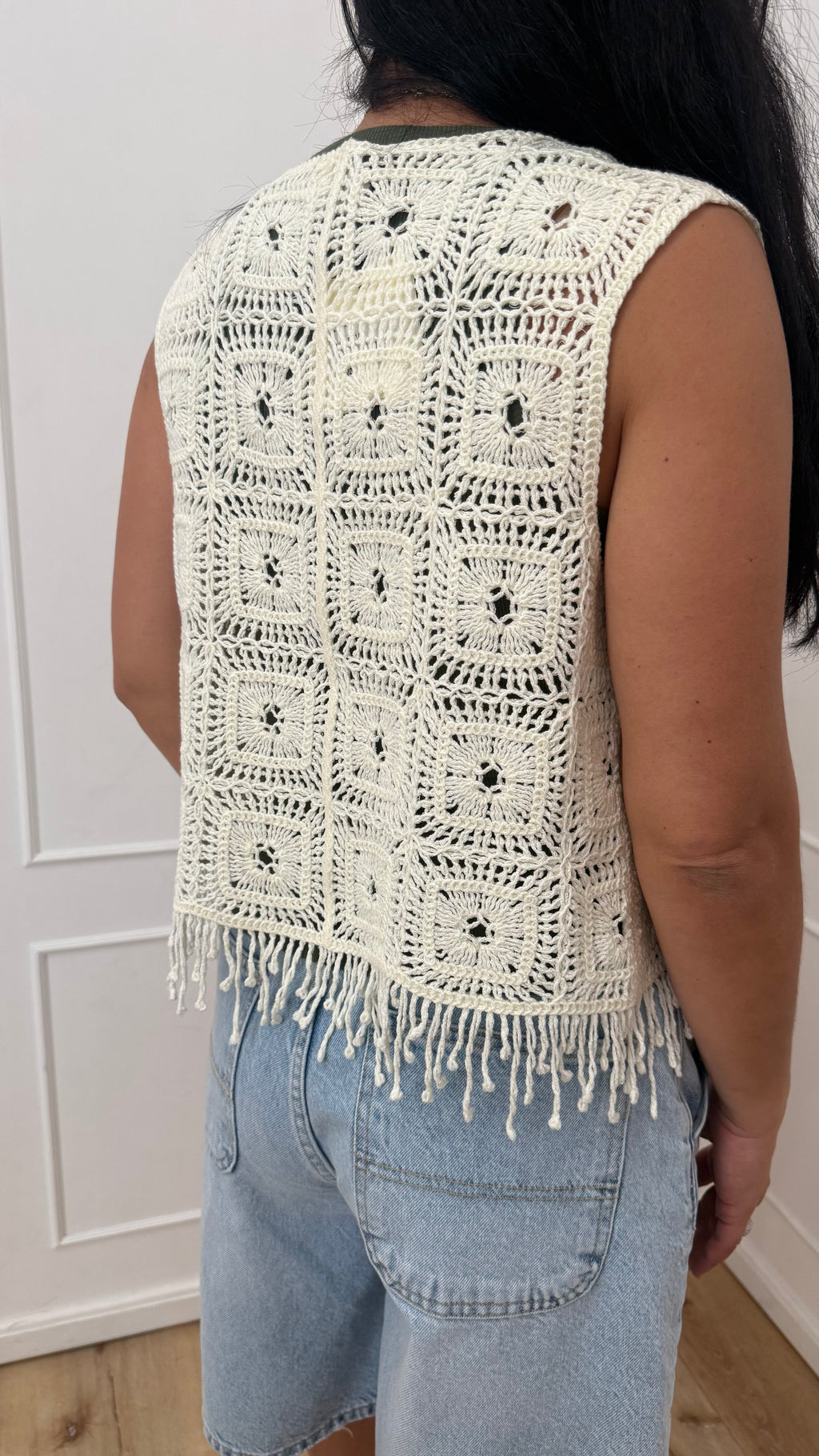 Gilet crochet panna vicolo