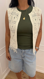 Gilet crochet panna vicolo