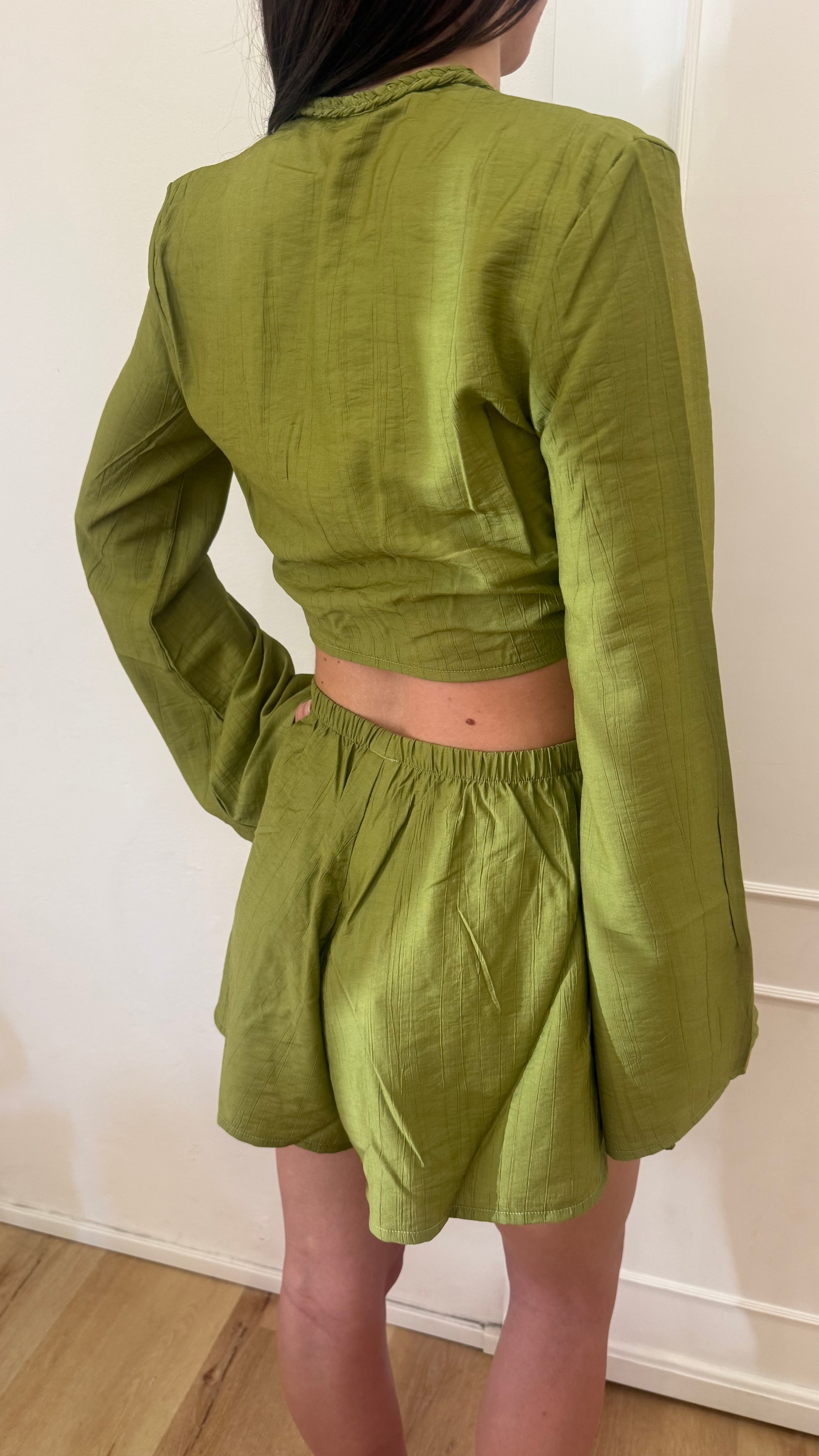 Shorts corto treccia verde oliva Cotazur