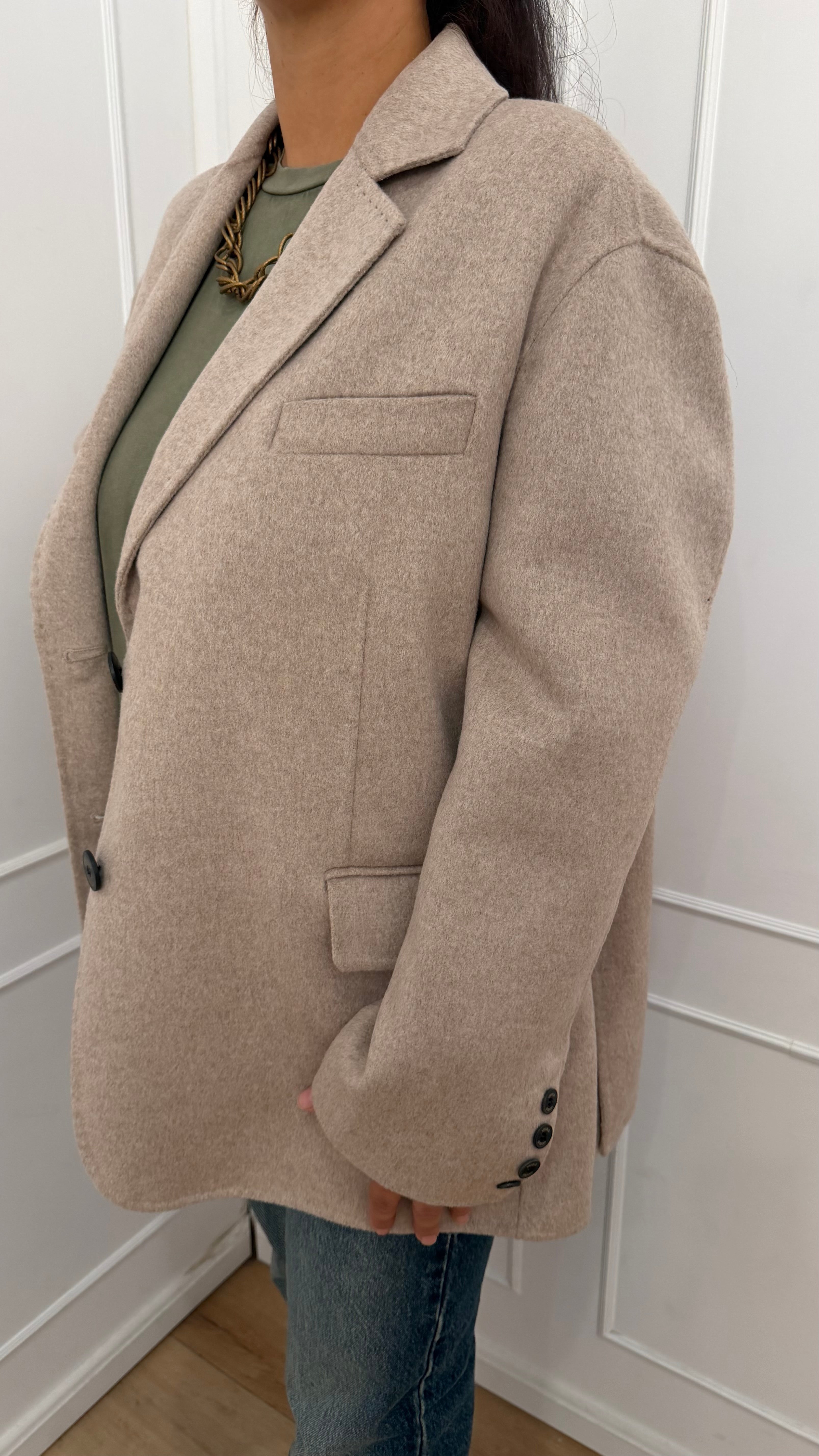 Cappotto corto in misto lana tortora Vicolo