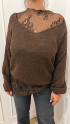 Maglia V più pizzo moro Susy Mix
