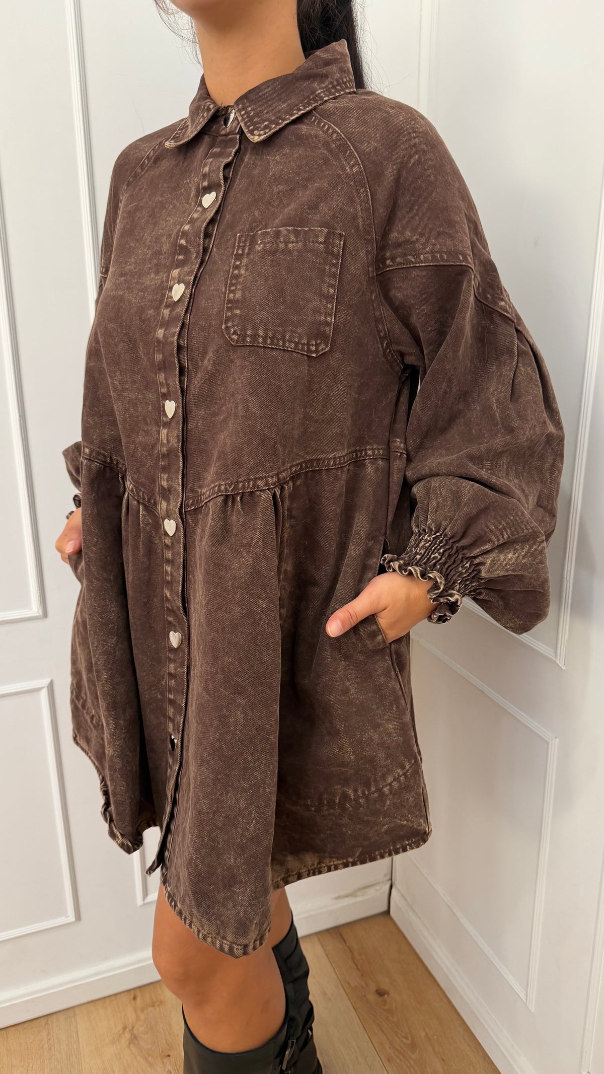 Abito denim cuoricini