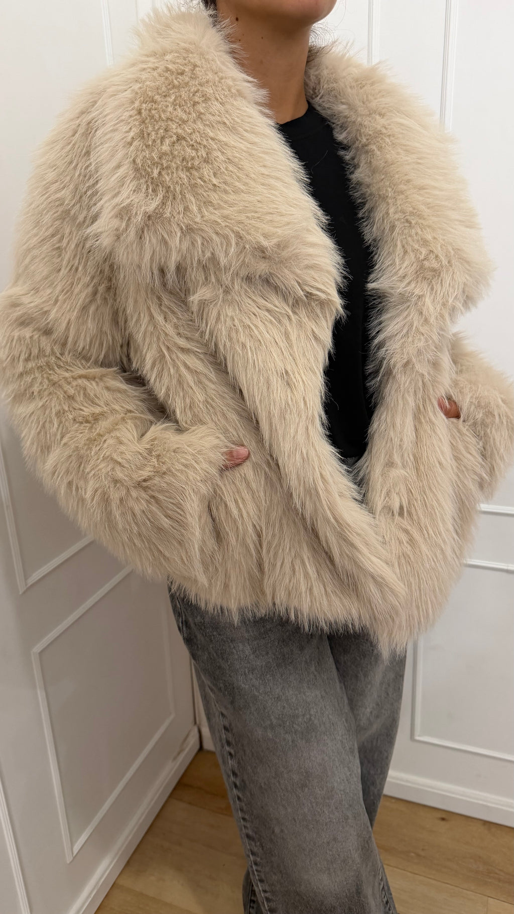 Ecopelliccia beige vicolo