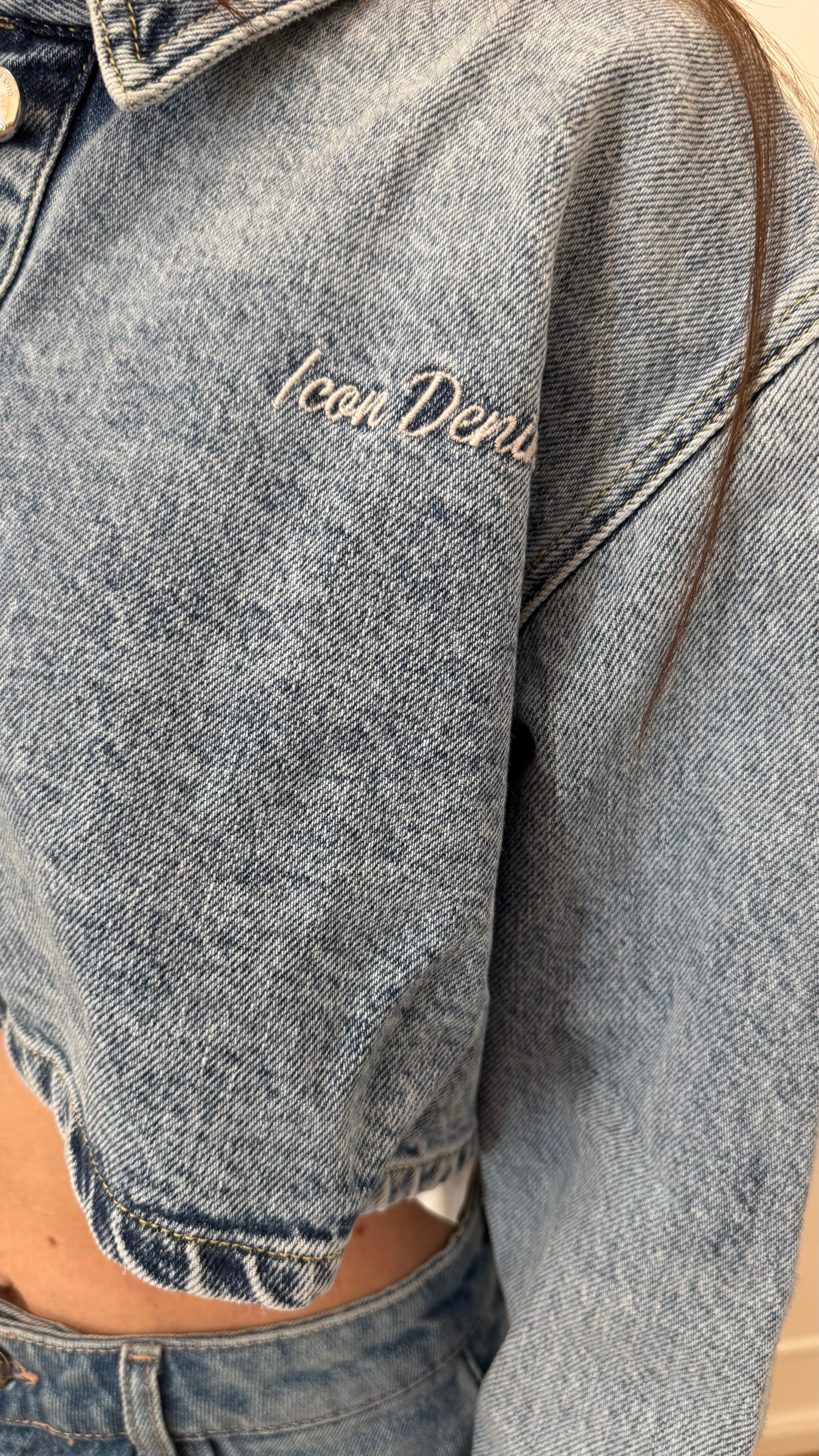 Camicia crop amber icon denim