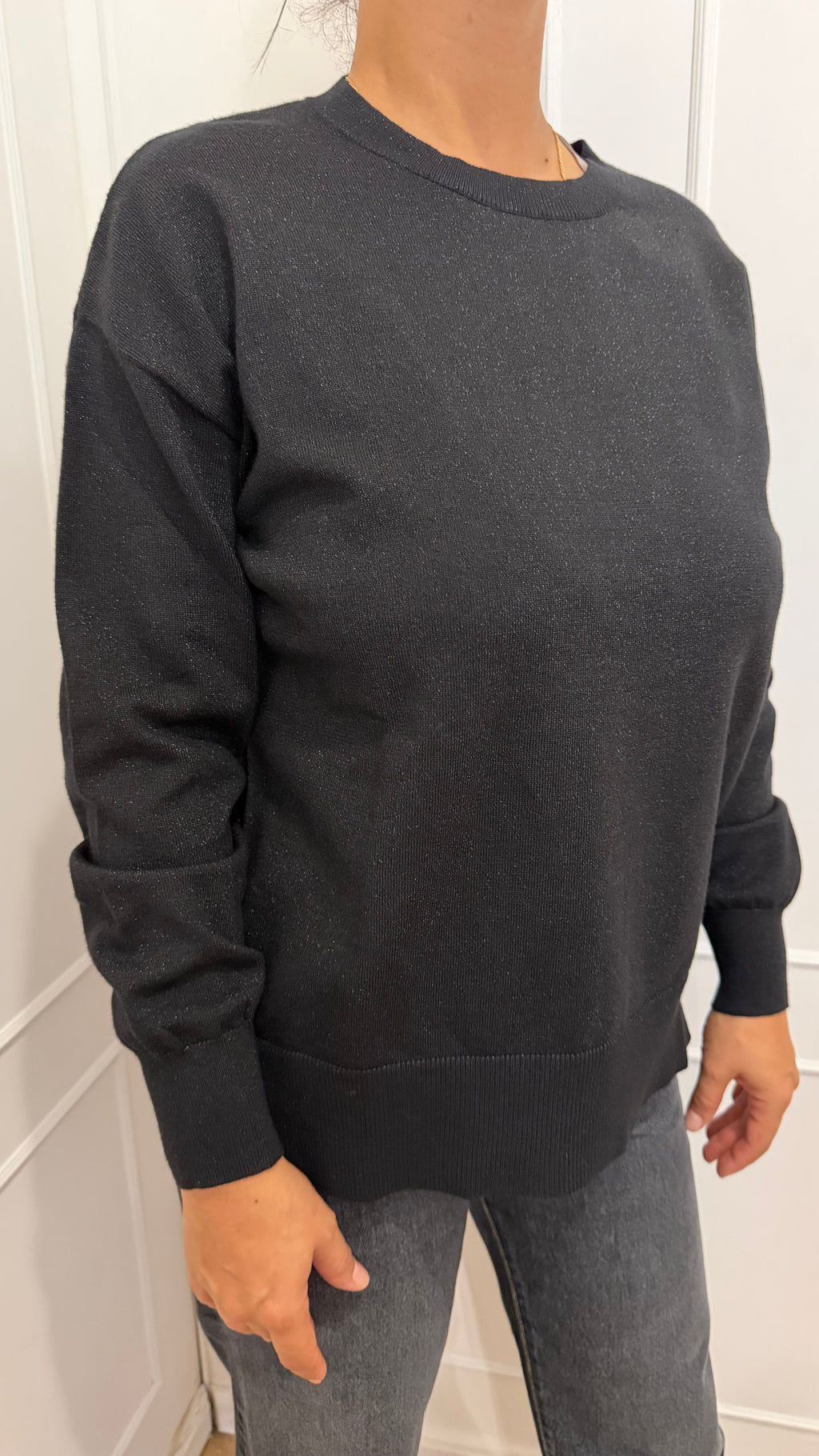 Maglia paricollo over lurex nero griffai