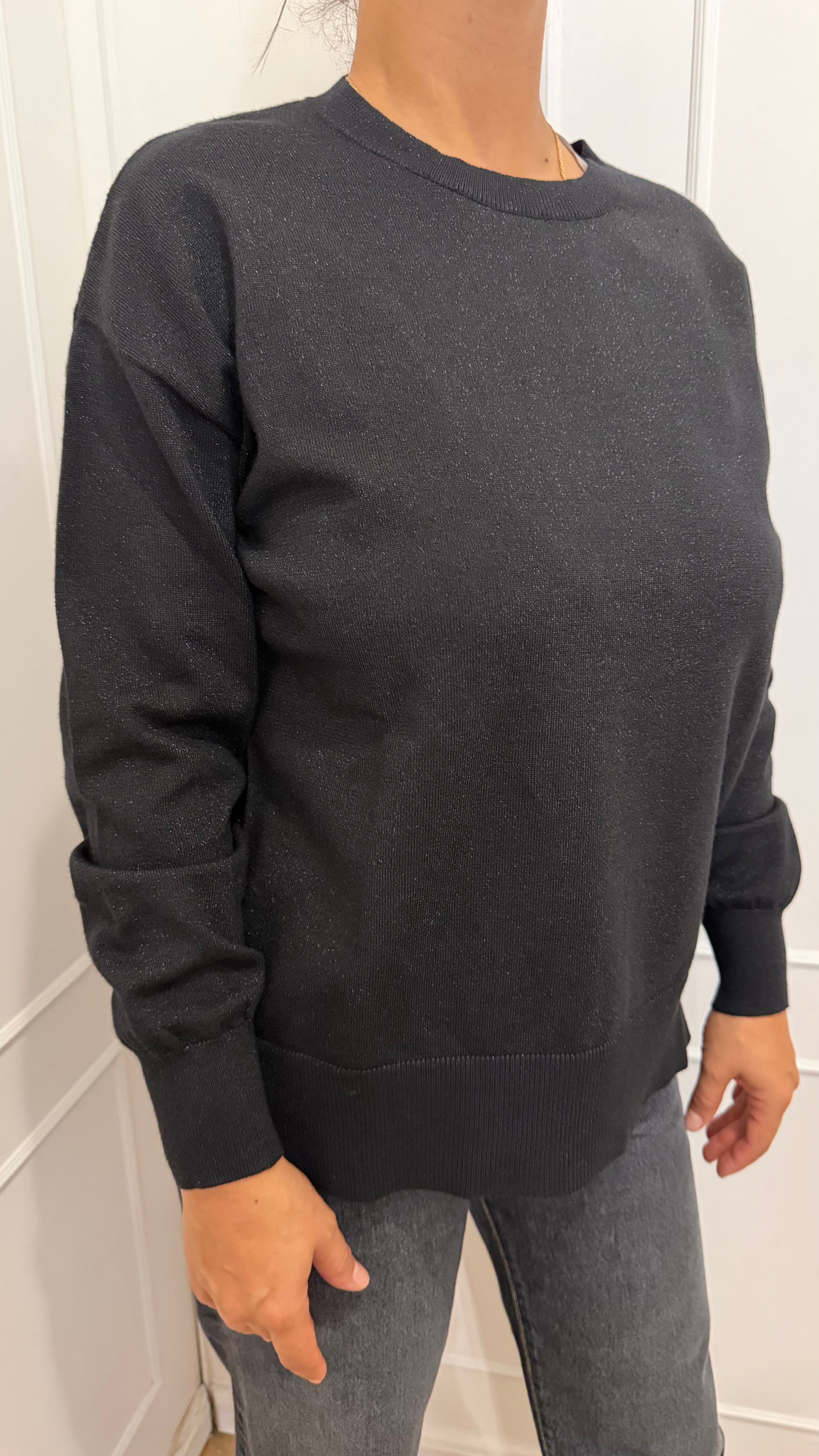 Maglia paricollo over lurex nero griffai
