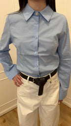 Camicia bottone gioiello celeste Susy Mix