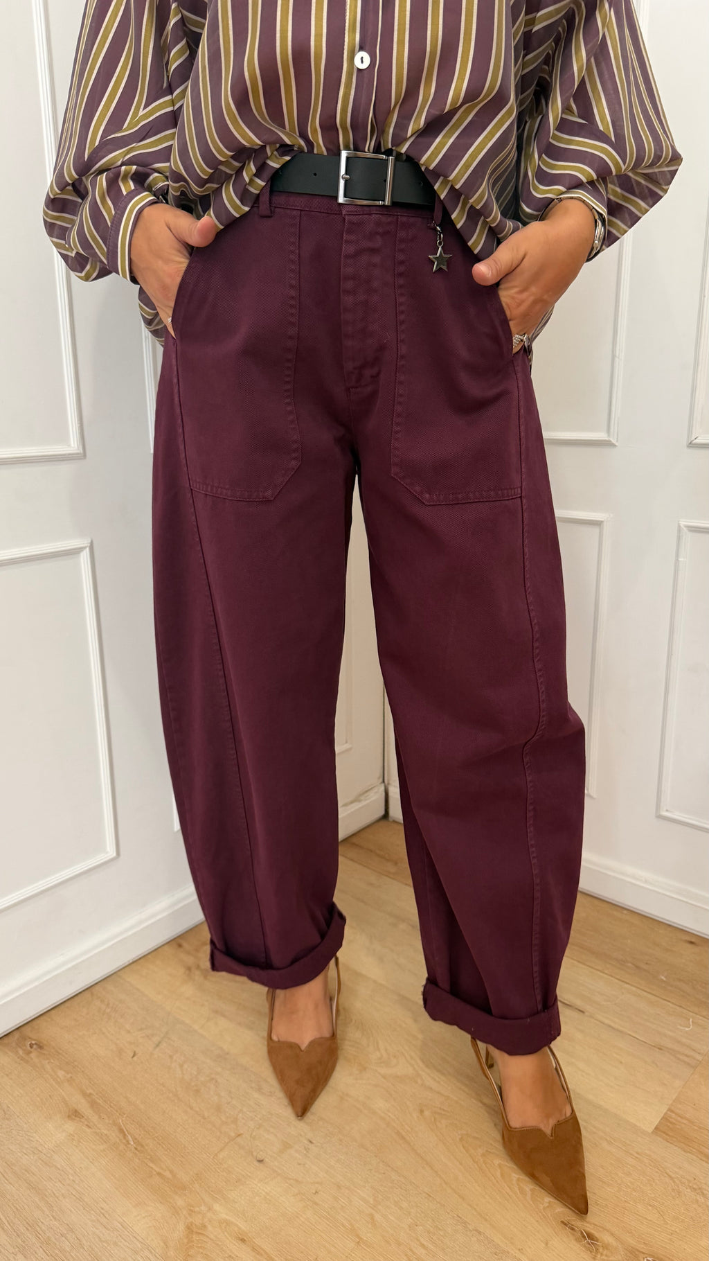 Pantalone ovetto stellina bordaux susymix